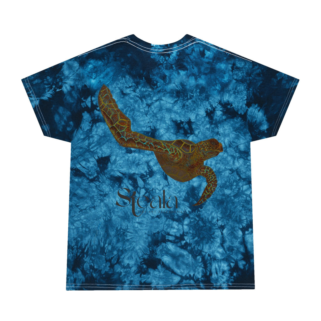 Ocean-Inspired Tie-Dye Tee with Sea Turtle Design