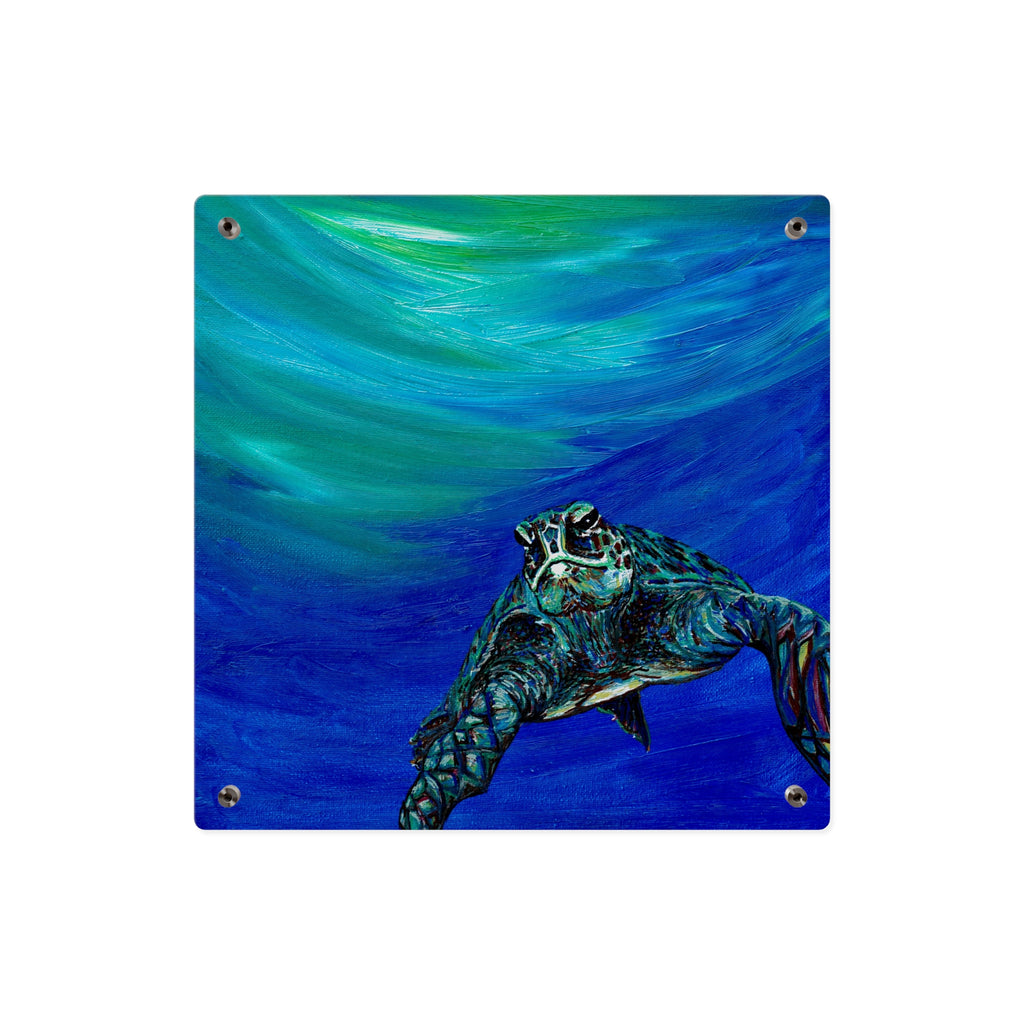 Ocean-Inspired Acrylic Wall Art Panels - Turtle Design