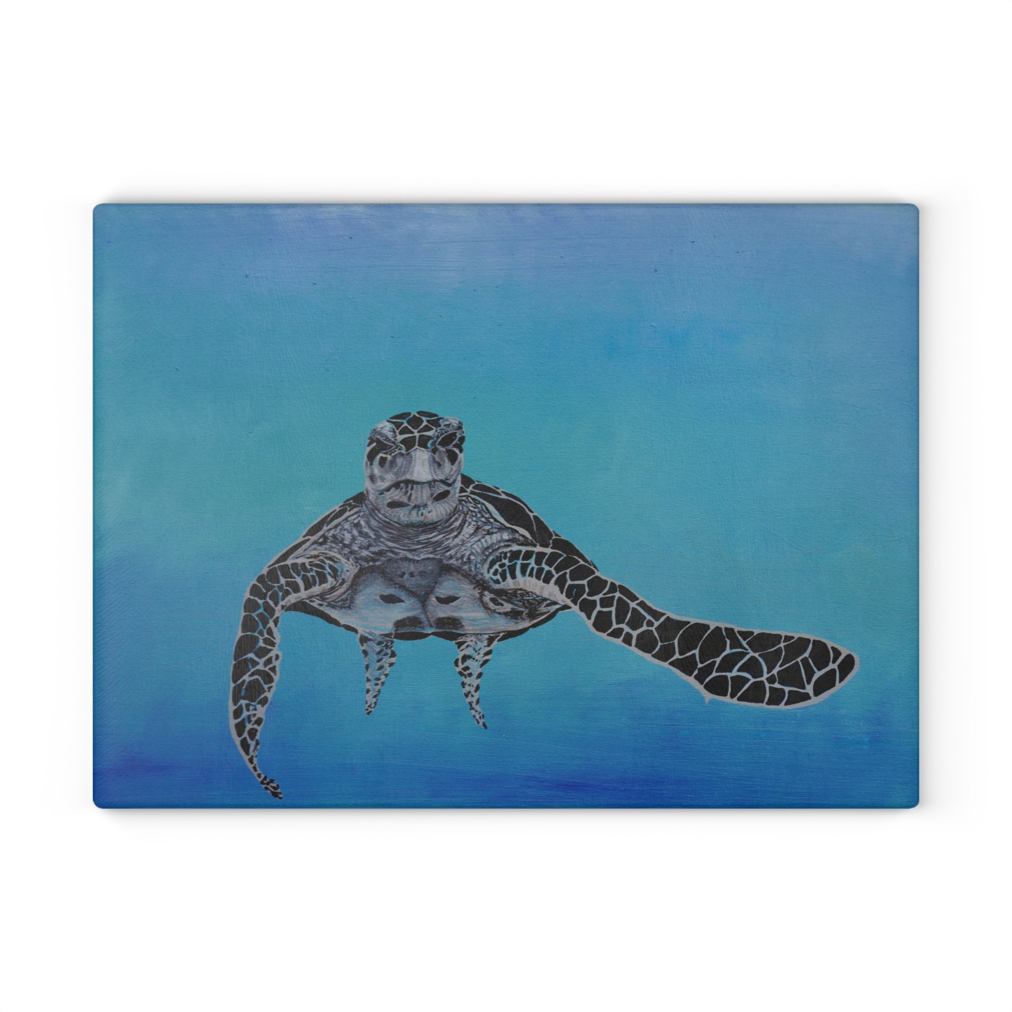 Sea Turtle Glass Cutting Board - Ocean Inspired Kitchen Decor