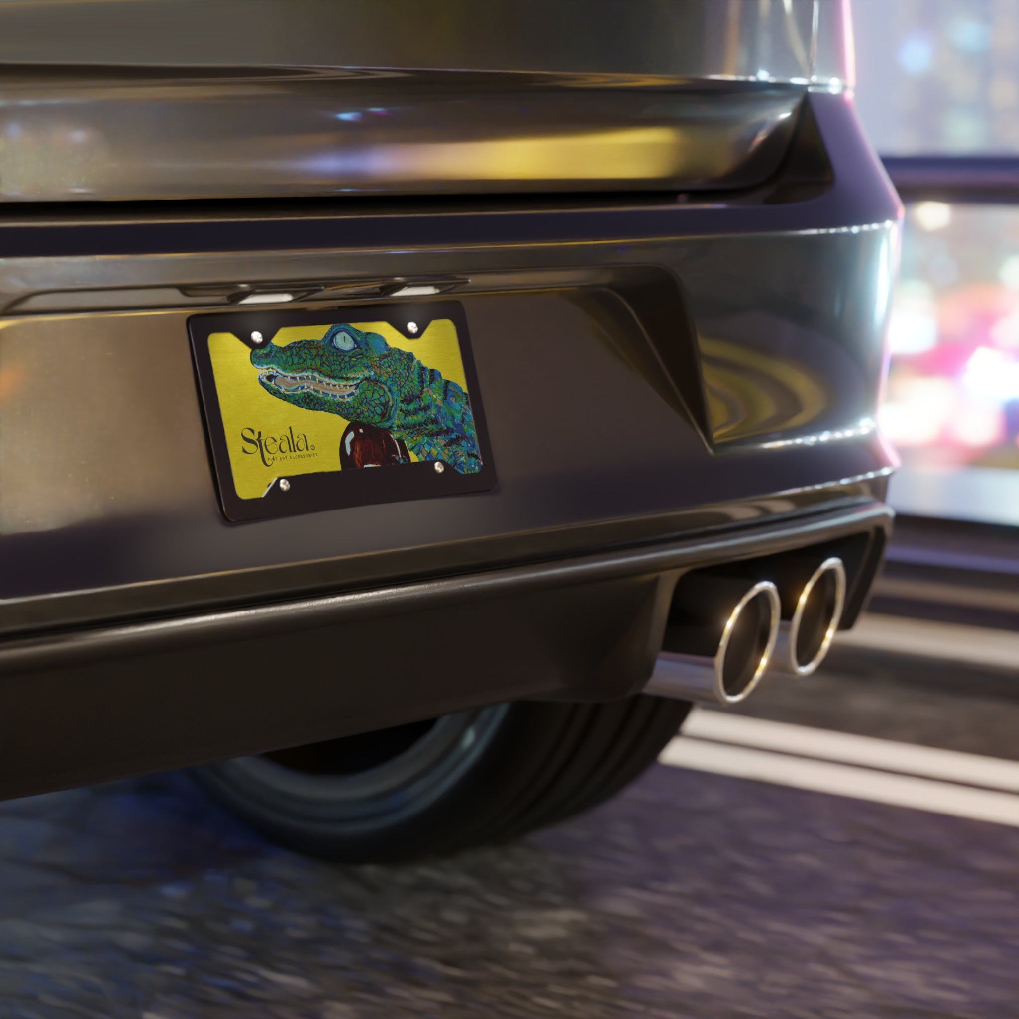 Stylish Vanity Plate with Artistic Alligator Design