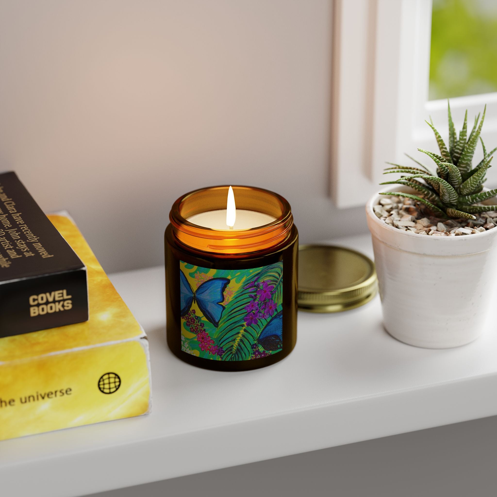 Tropical Butterfly Scented Candle - Coconut Apricot Wax (4oz & 9oz)