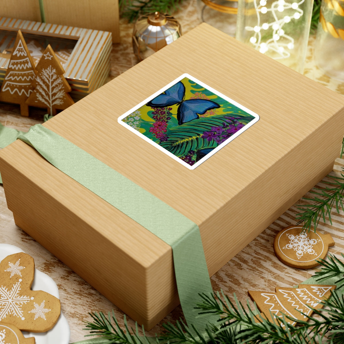 Tropical Butterfly and Fauna Sticker