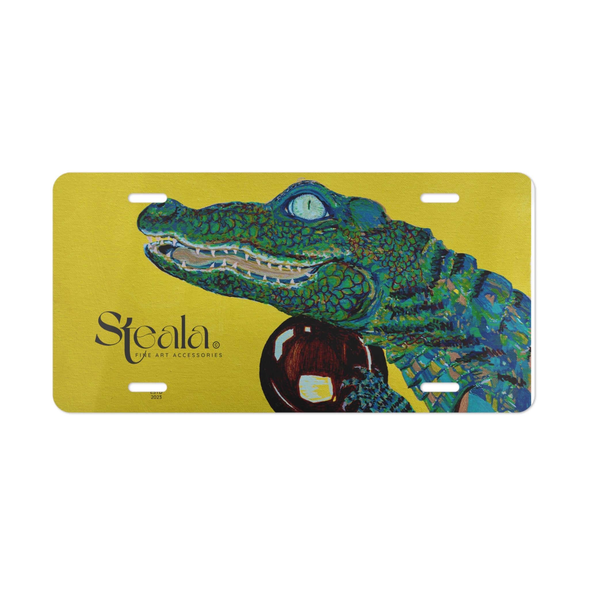 Stylish Vanity Plate with Artistic Alligator Design