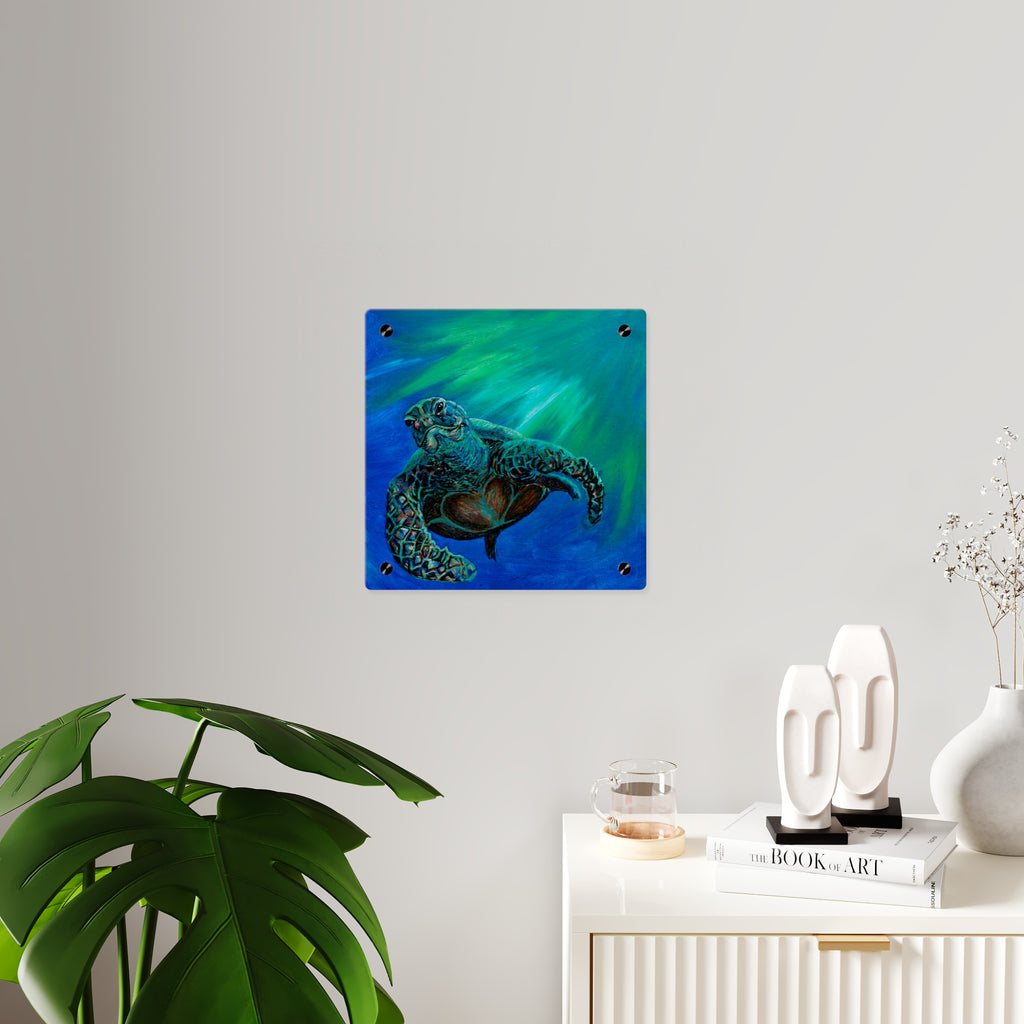 Sea Turtle Acrylic Wall Art Panel — Ocean Wildlife Decor