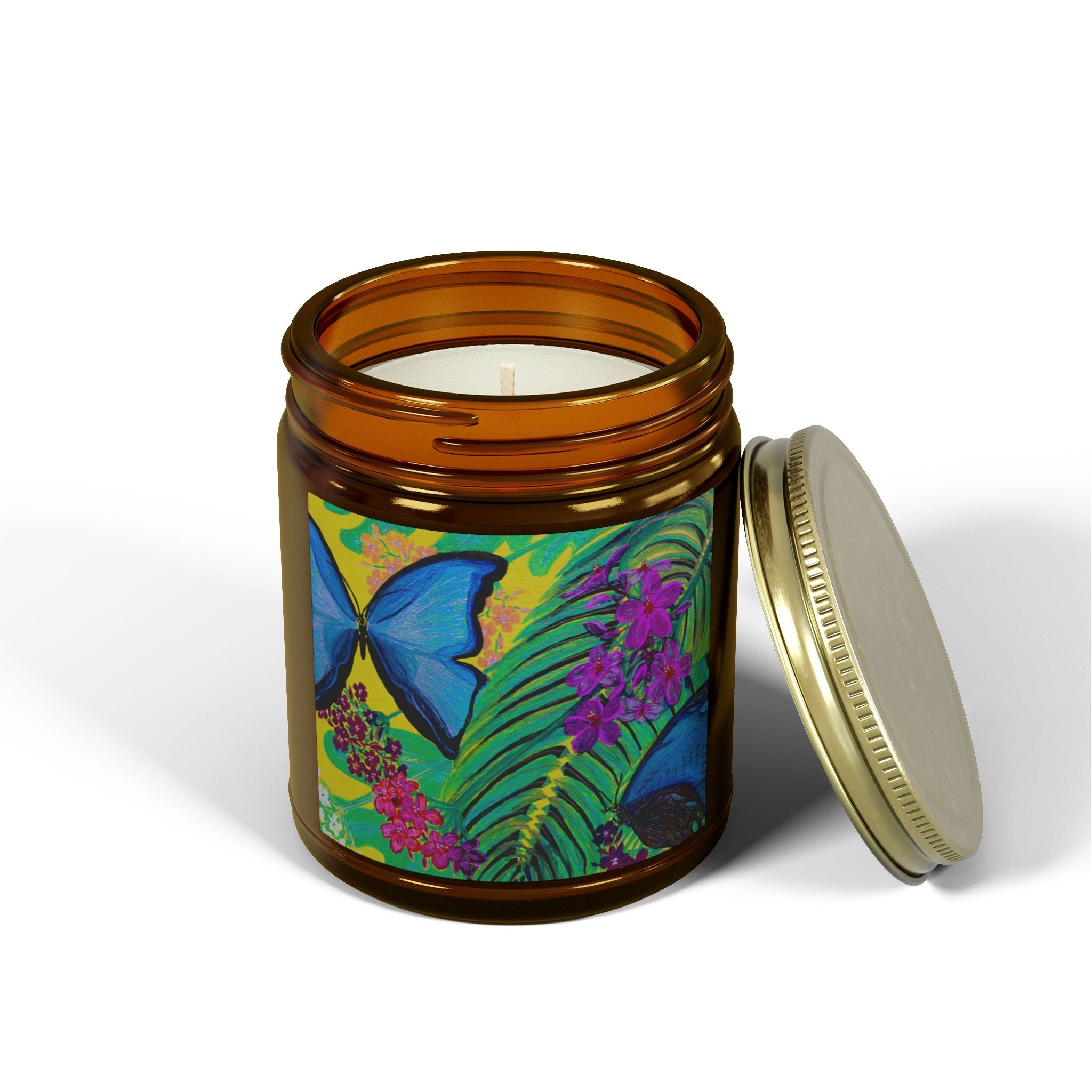 Tropical Butterfly Scented Candle - Coconut Apricot Wax (4oz & 9oz)