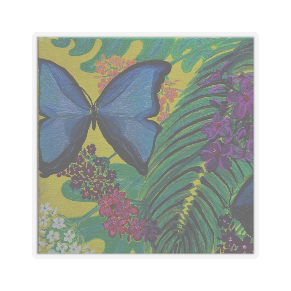 Tropical Butterfly and Fauna Sticker