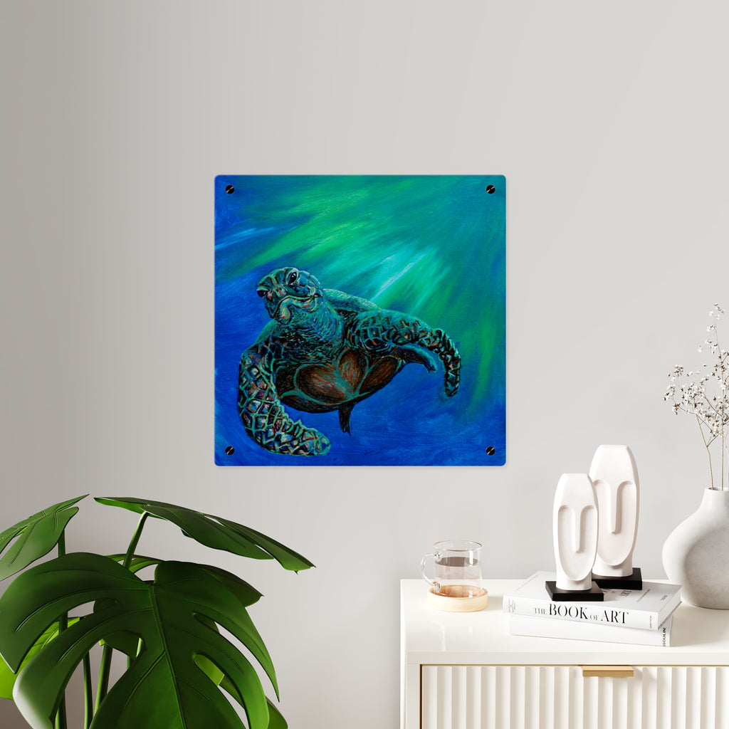 Sea Turtle Acrylic Wall Art Panel — Ocean Wildlife Decor