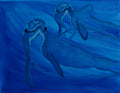 Parent and Child Dolphin Original Oil Painting