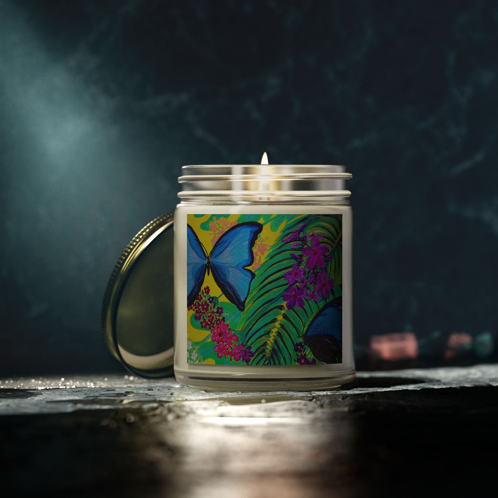 Tropical Butterfly Scented Candle - Coconut Apricot Wax (4oz & 9oz)