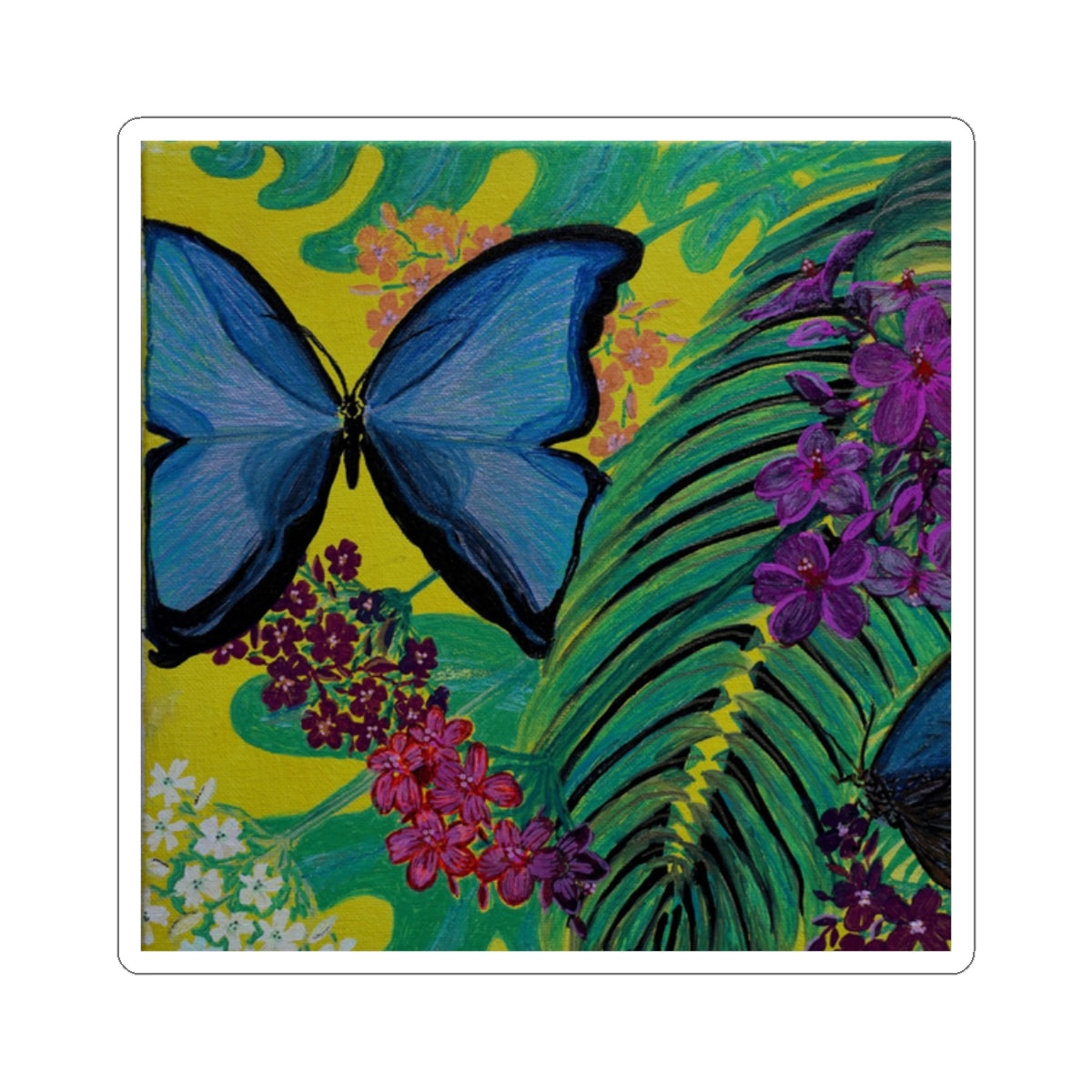 Tropical Butterfly and Fauna Sticker