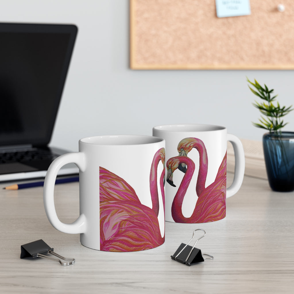 Art Flamingos Love Ceramic Mug, (11oz, 15oz)