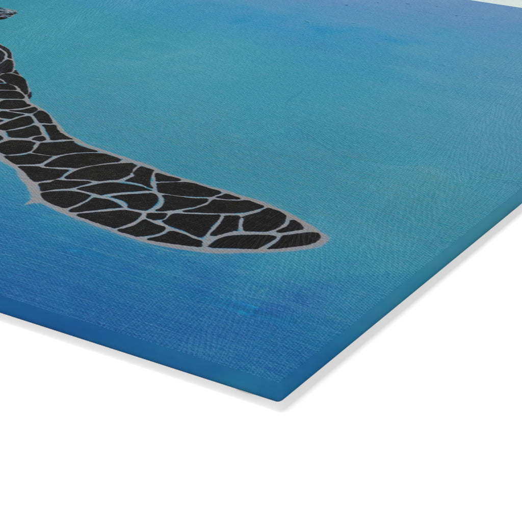 Sea Turtle Glass Cutting Board - Ocean Inspired Kitchen Decor
