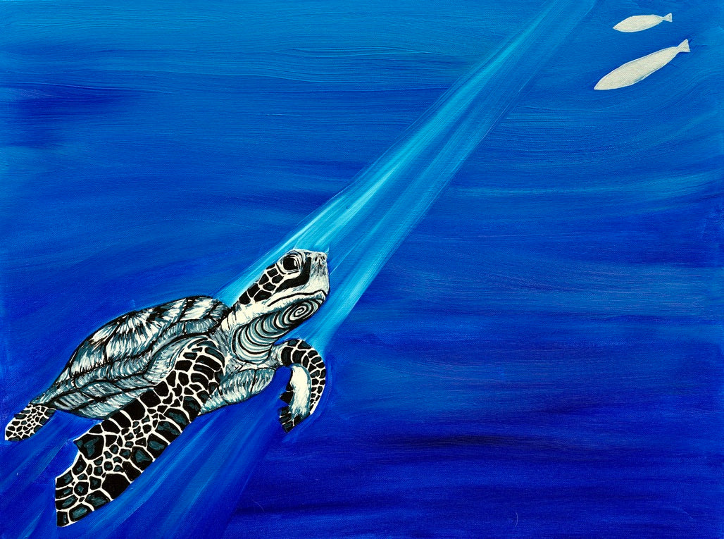 Deep Blue Turtle 2 Archival Giclee Print