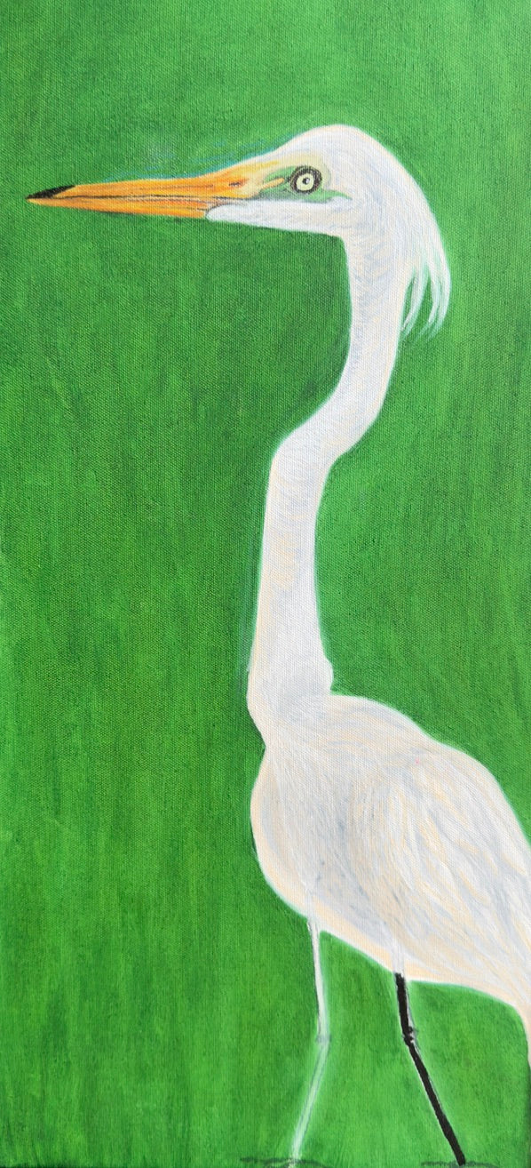 Green Crane Original Oil Painting