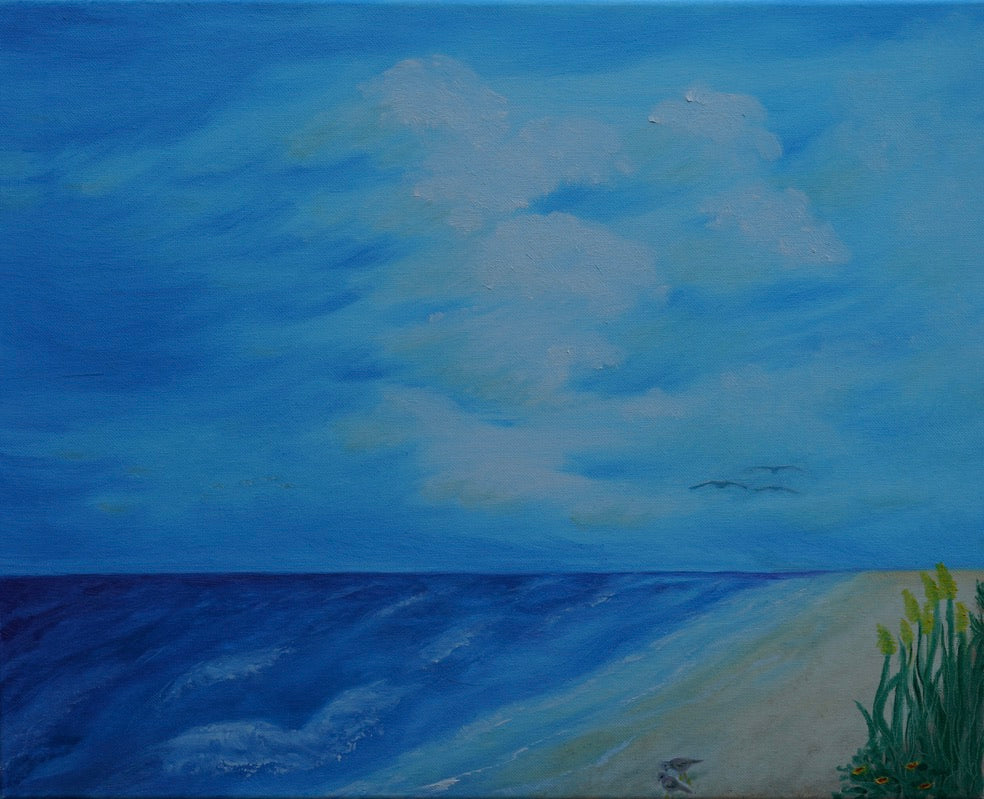 Beach with Birds Original Oil Painting