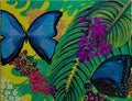 Blue Morpho with Palm Original Oil Painting