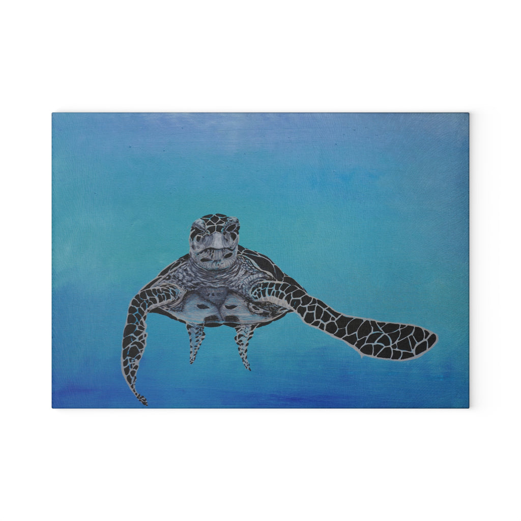 Sea Turtle Glass Cutting Board - Ocean Inspired Kitchen Decor