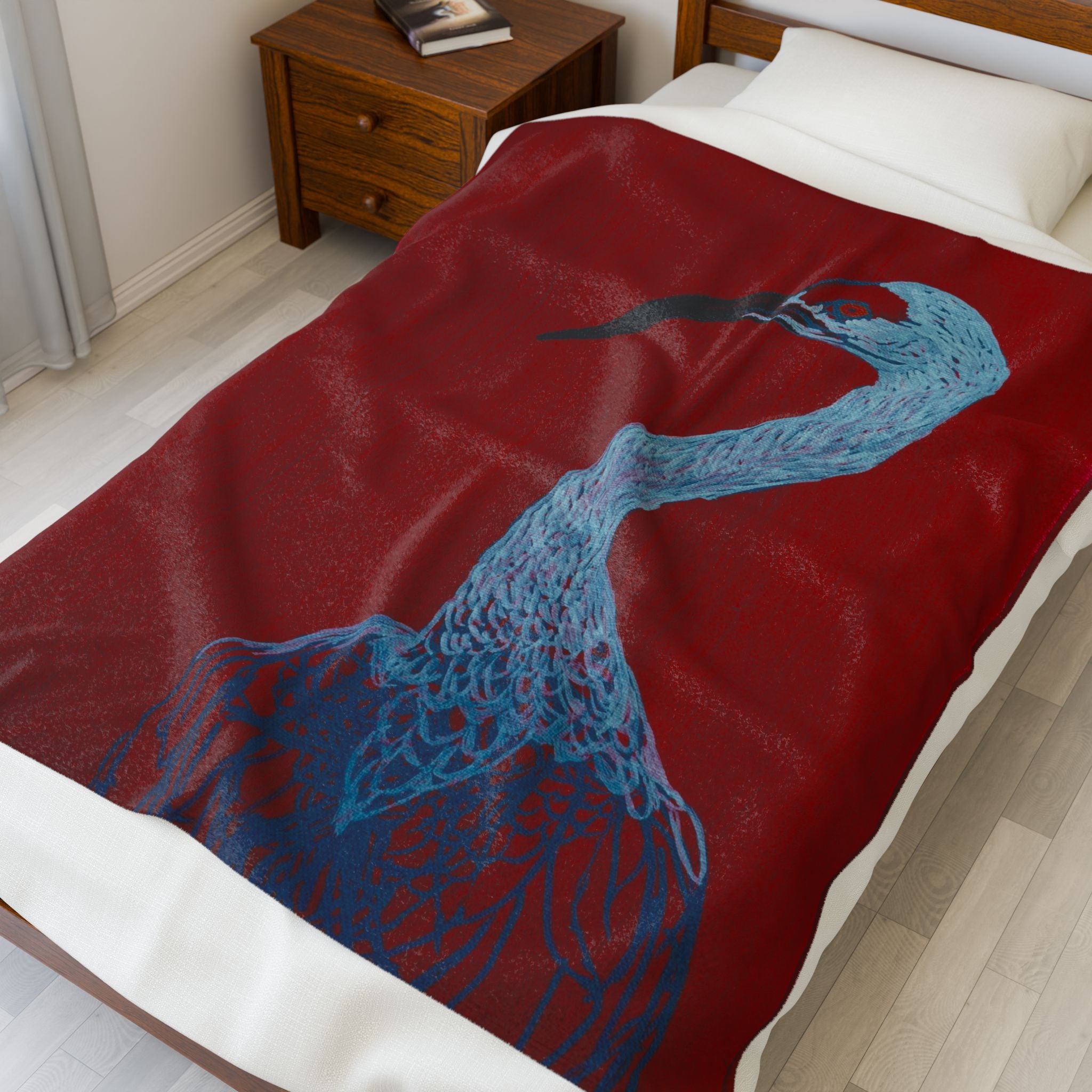 Crane Velveteen Plush Blanket