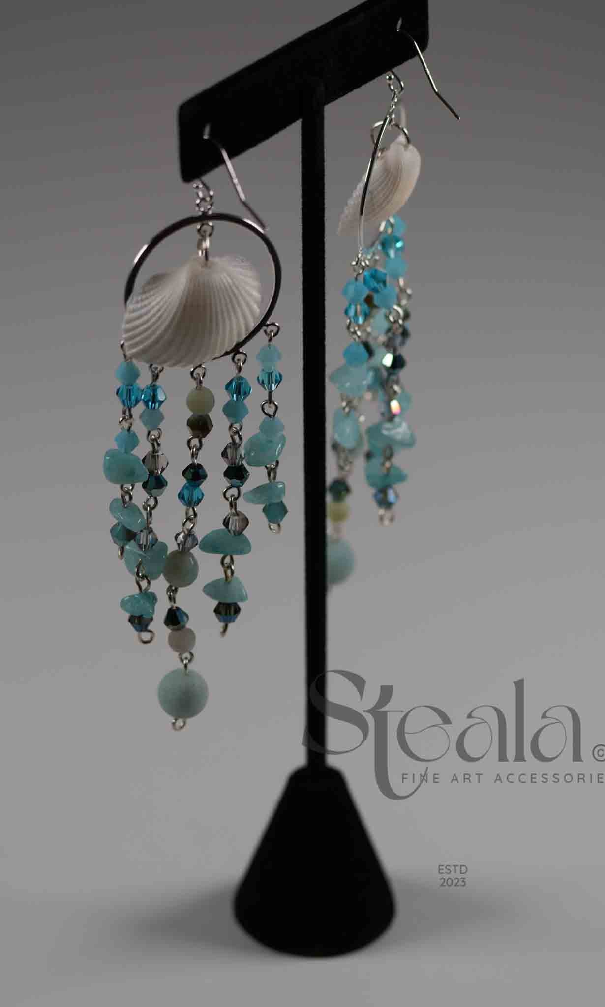 Ocean Colored Seashell Special Occasion Earrings