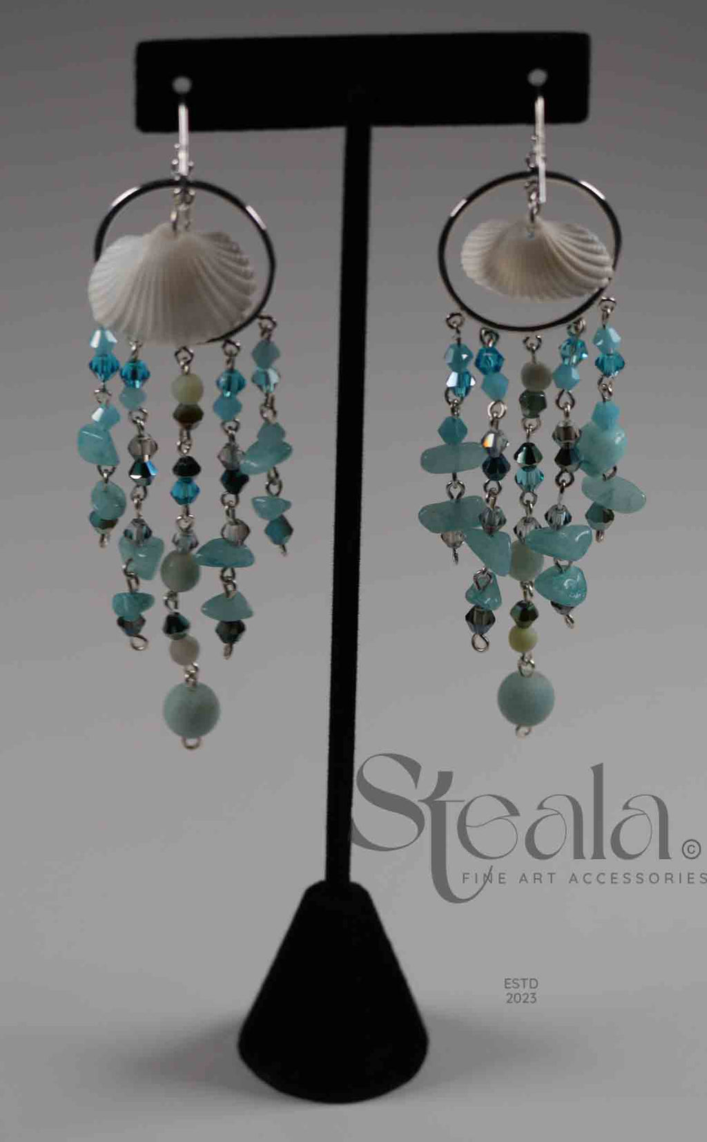 Ocean Colored Seashell Special Occasion Earrings