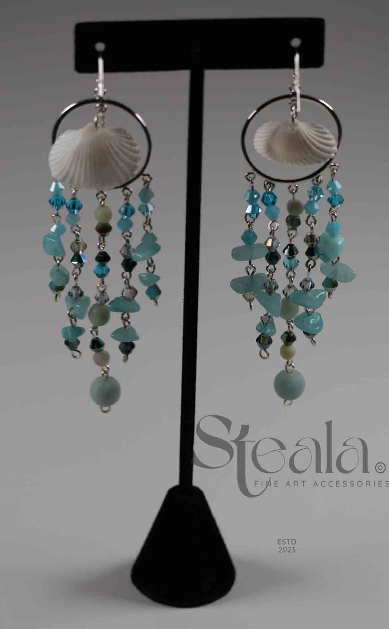 Ocean Colored Seashell Special Occasion Earrings