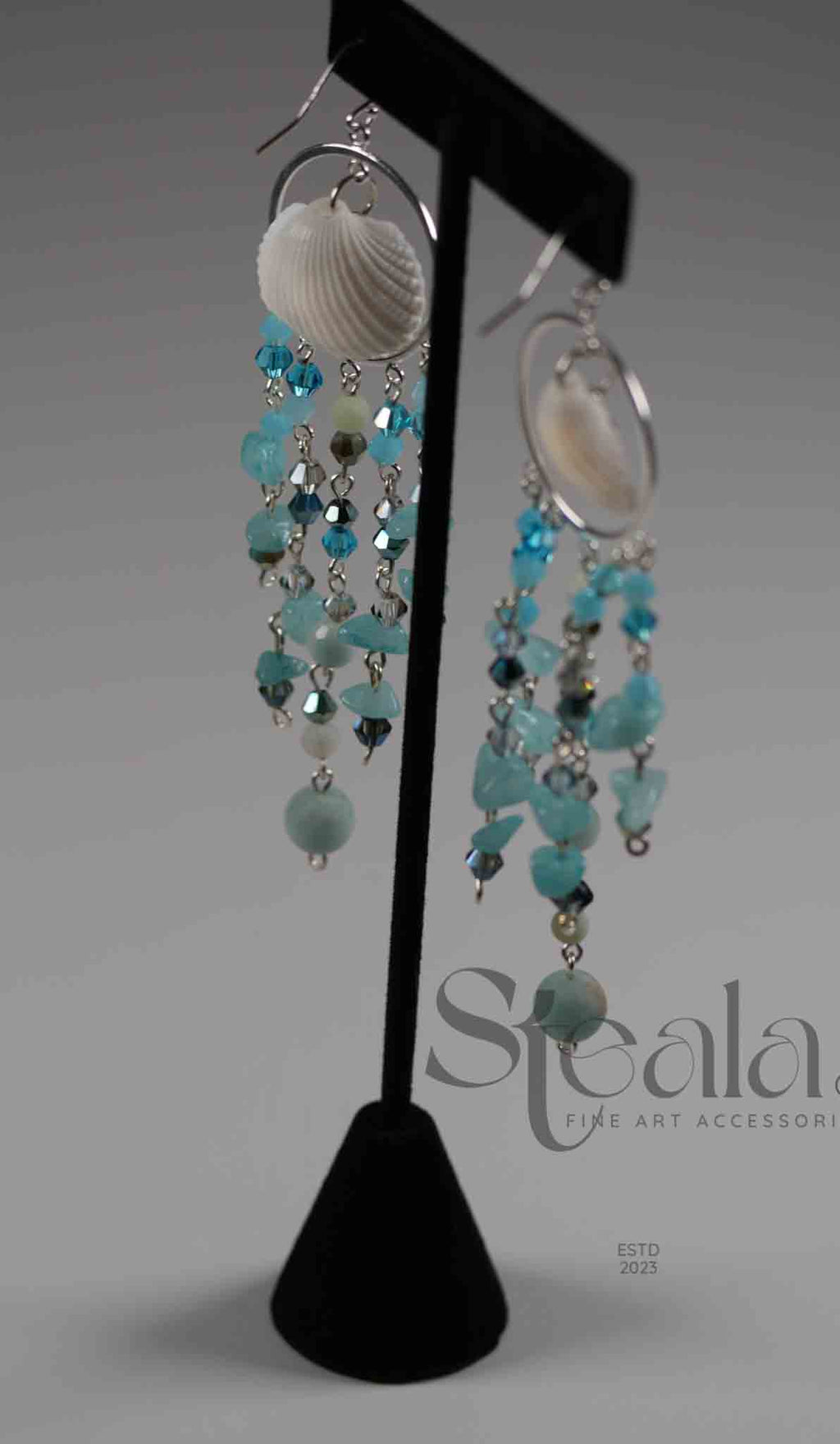 Ocean Colored Seashell Special Occasion Earrings