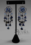 Blue Murano Handblown Glass Center Special Occasion Earrings