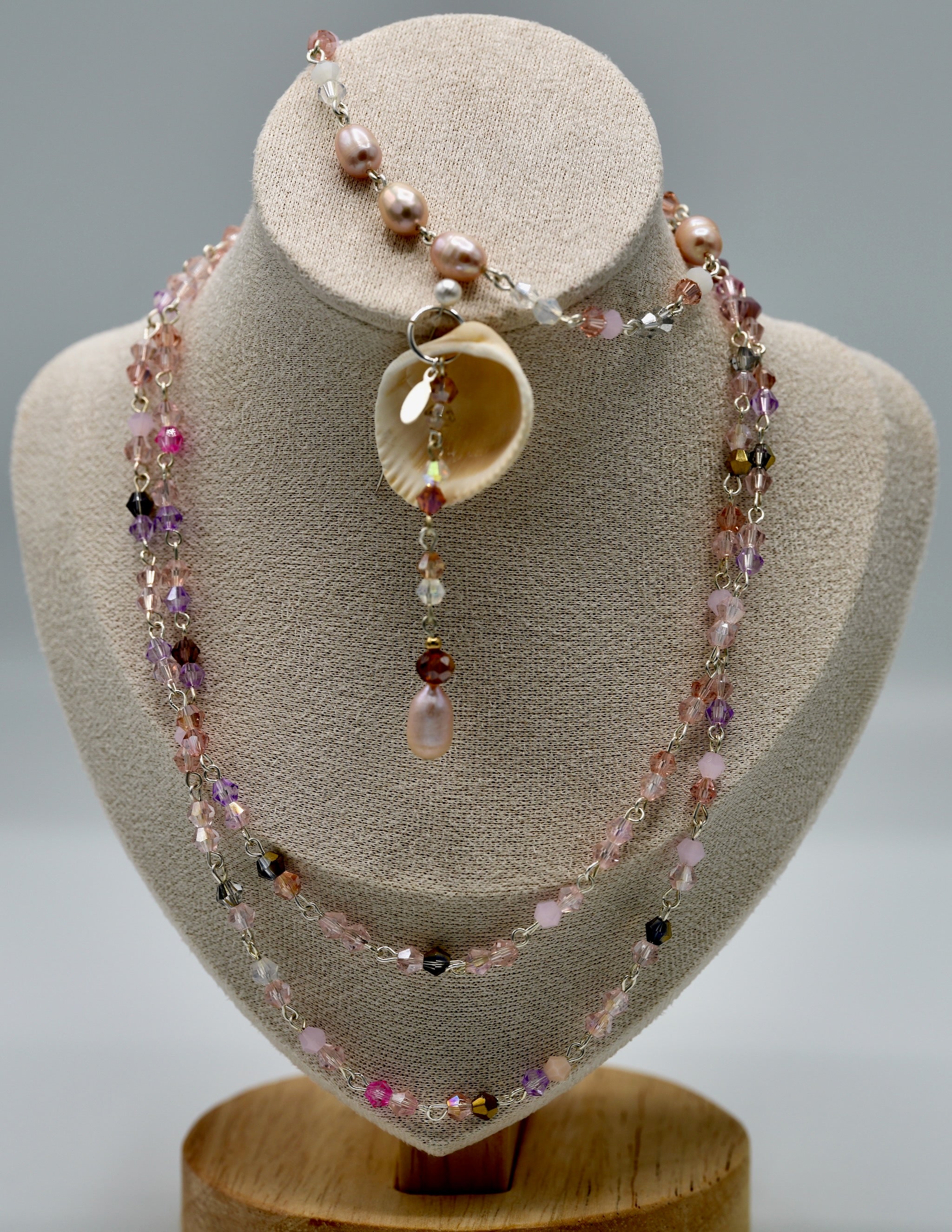 Pink and White Pearl Crystal Pendant (pendant only)