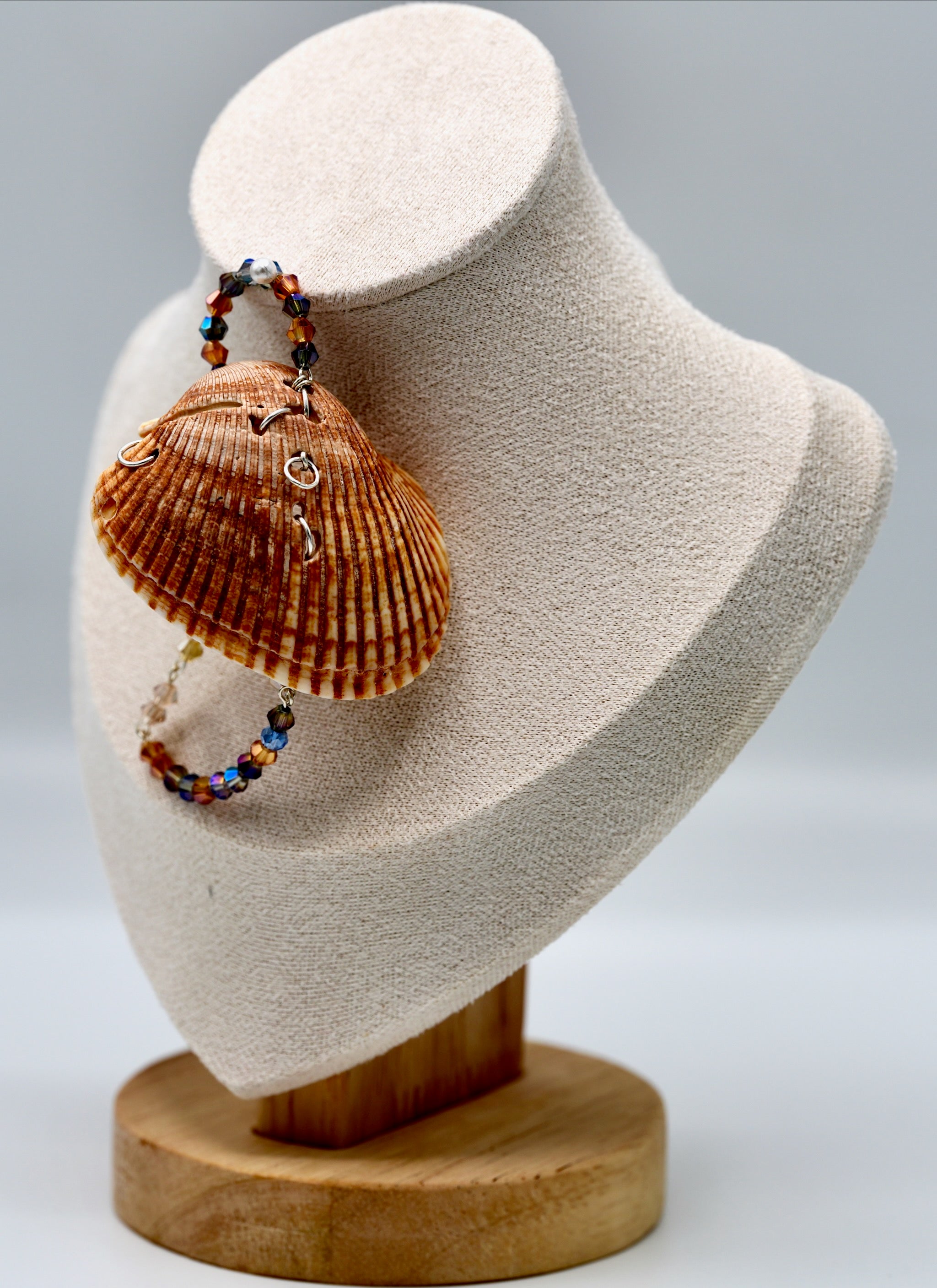 Art Deco Brown and White Pearl Crystal Pendant (Pendant Only)