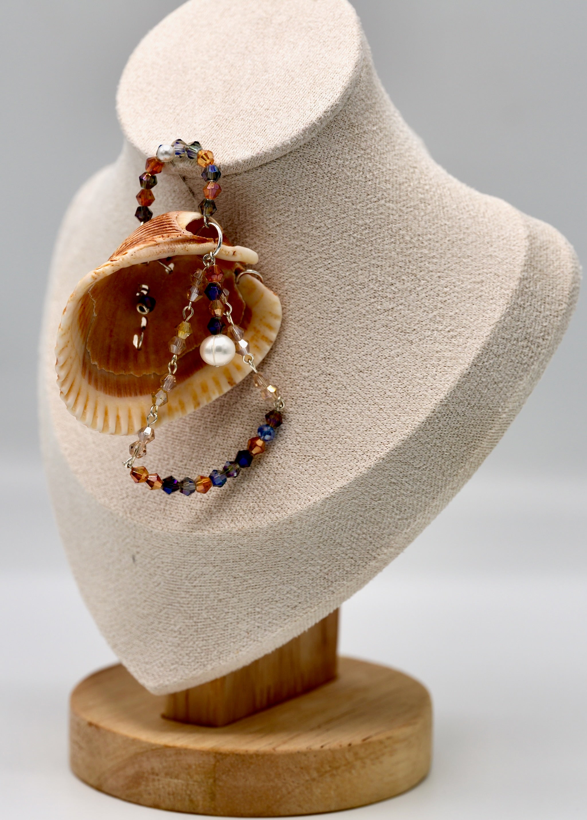 Art Deco Brown and White Pearl Crystal Pendant (Pendant Only)