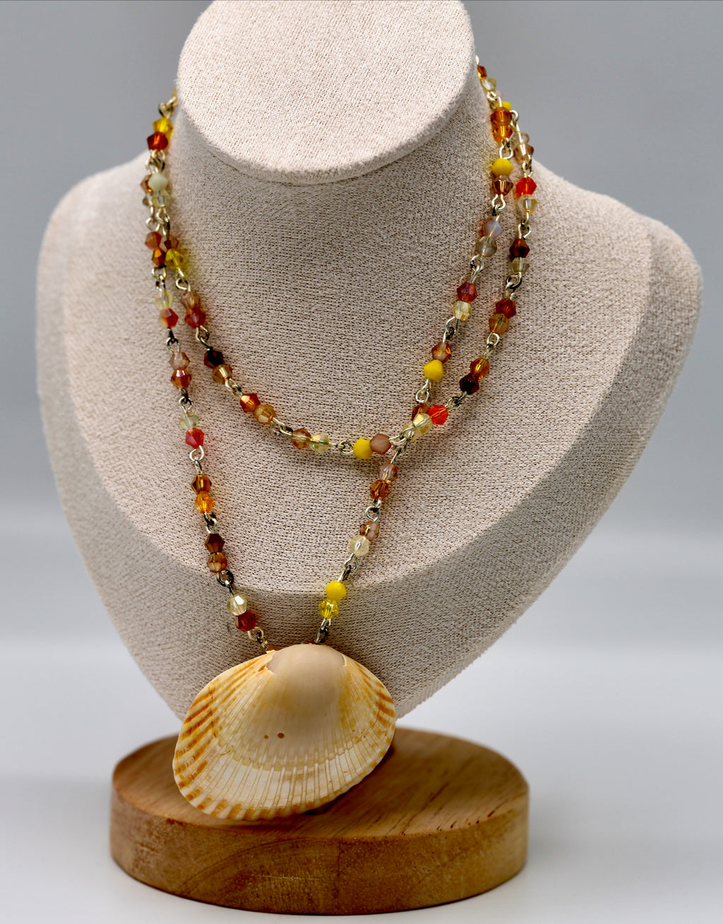 Oranges and Neutrals White Pearl Crystal Pendant Necklace