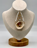 White Art Deco Pearl Crystal Pendant Necklace (pendant only)