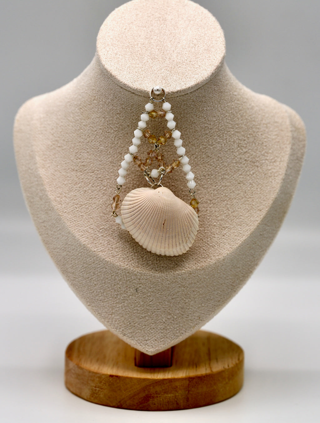 White Art Deco Pearl Crystal Pendant Necklace (pendant only)