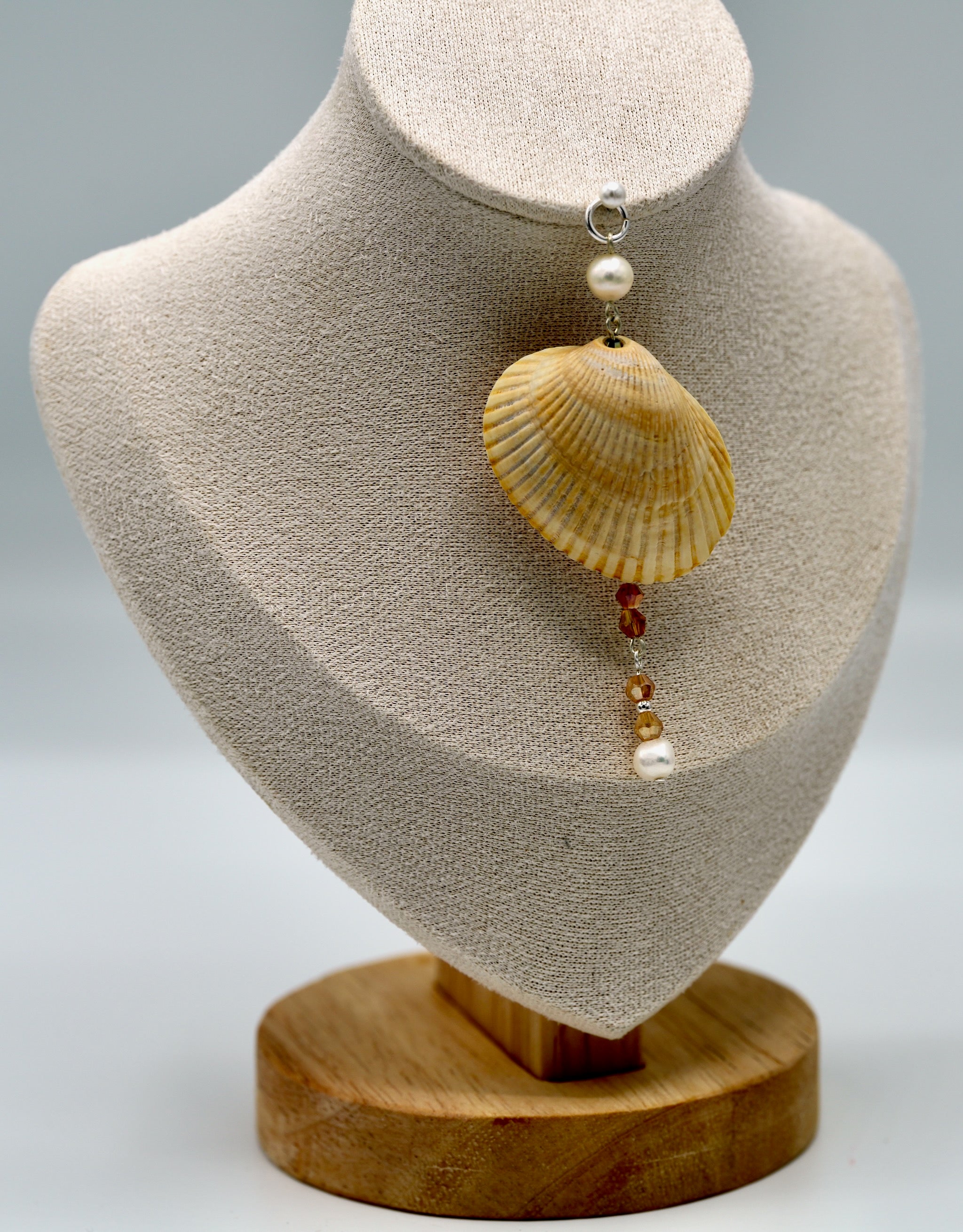 Pendant With Two Pearl in Neutral Colors Seashell Pendant (pendant only)