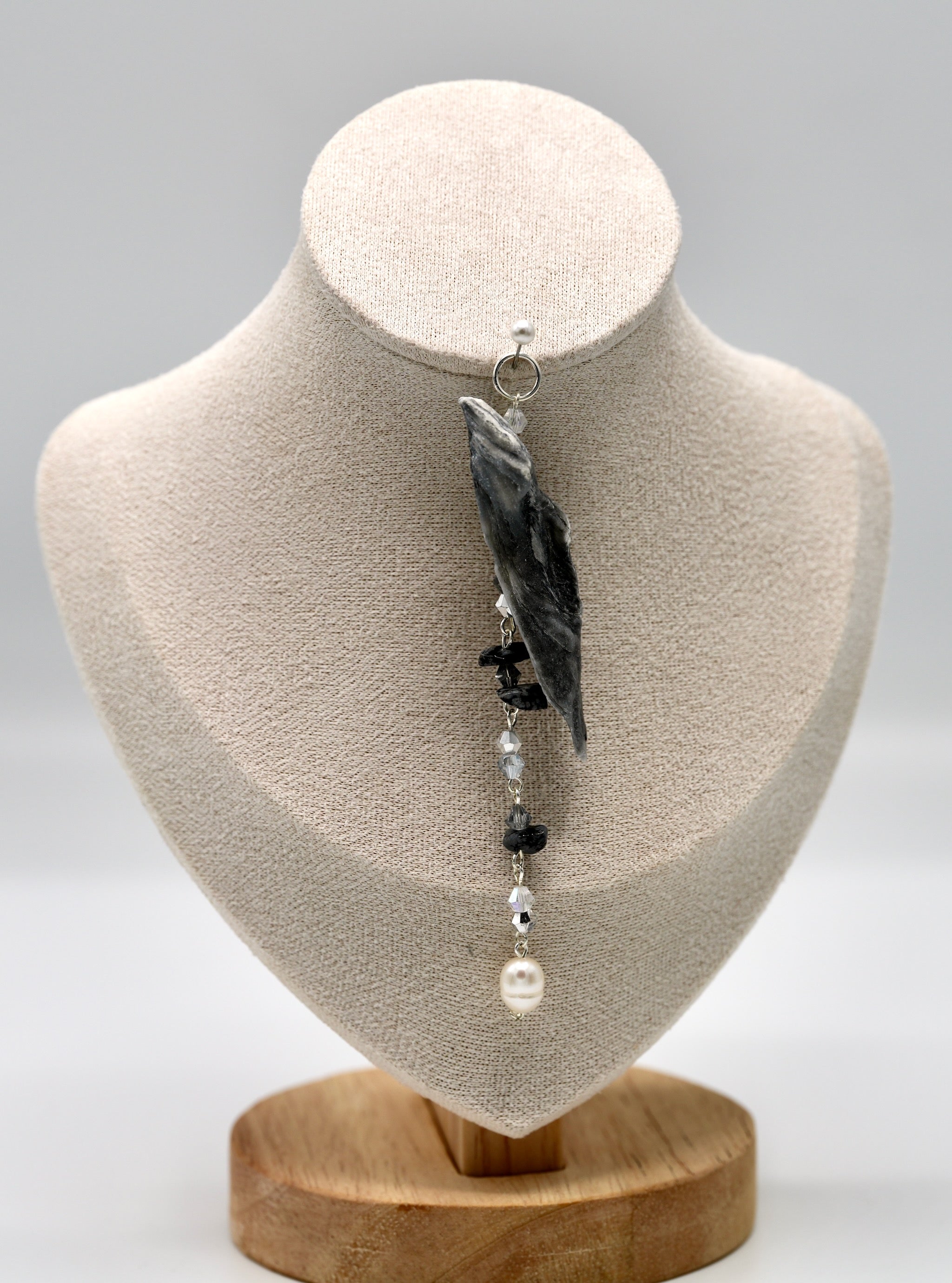 Black with White Pearl Shell Pendant (Pendant Only)