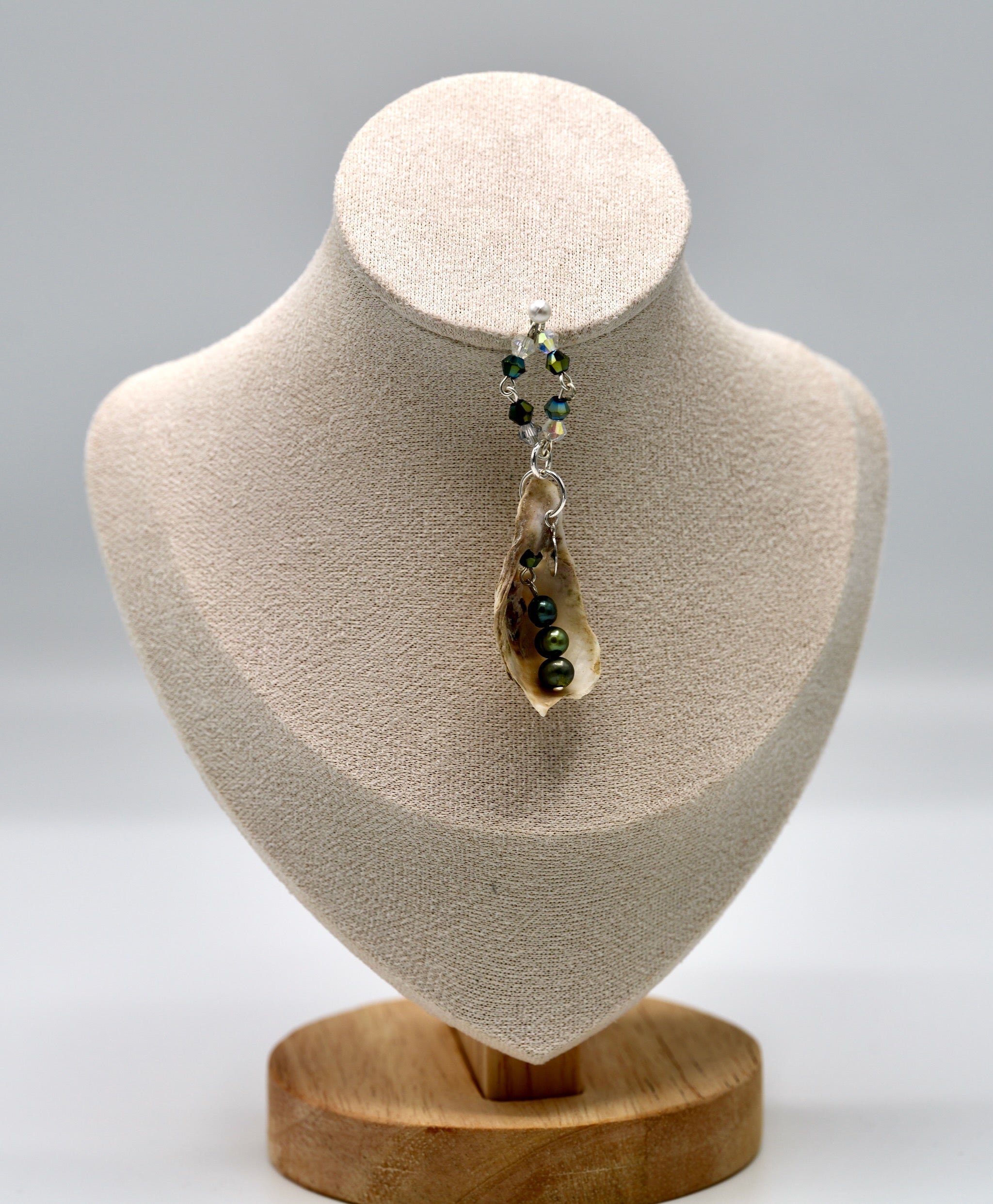 Green Pearl Shell and Crystal Pendant (Pendant Only)