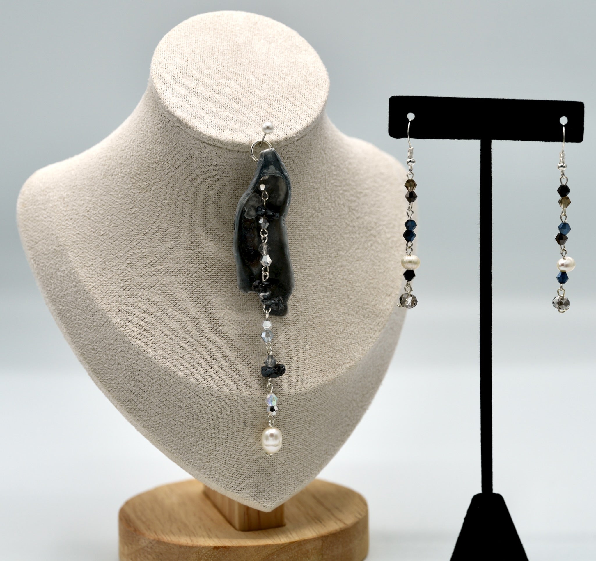 Black with White Pearl Shell Pendant (Pendant Only)