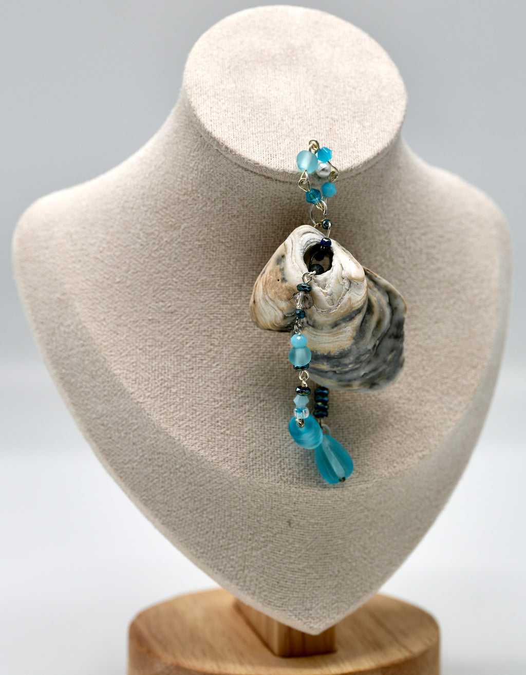 Blue with White Pearl Shell and Crystal Pendant (Set)