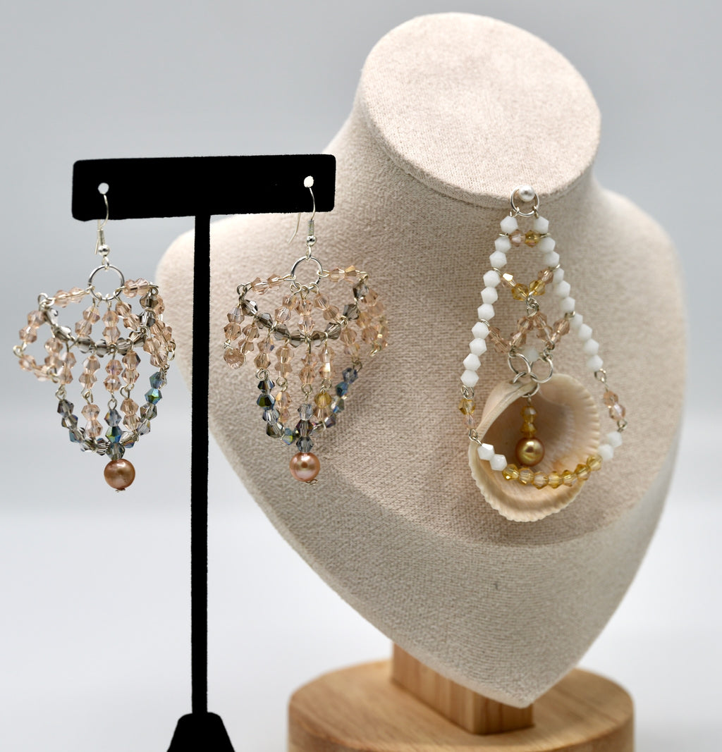 White Art Deco Pearl Crystal Pendant Necklace (pendant only)