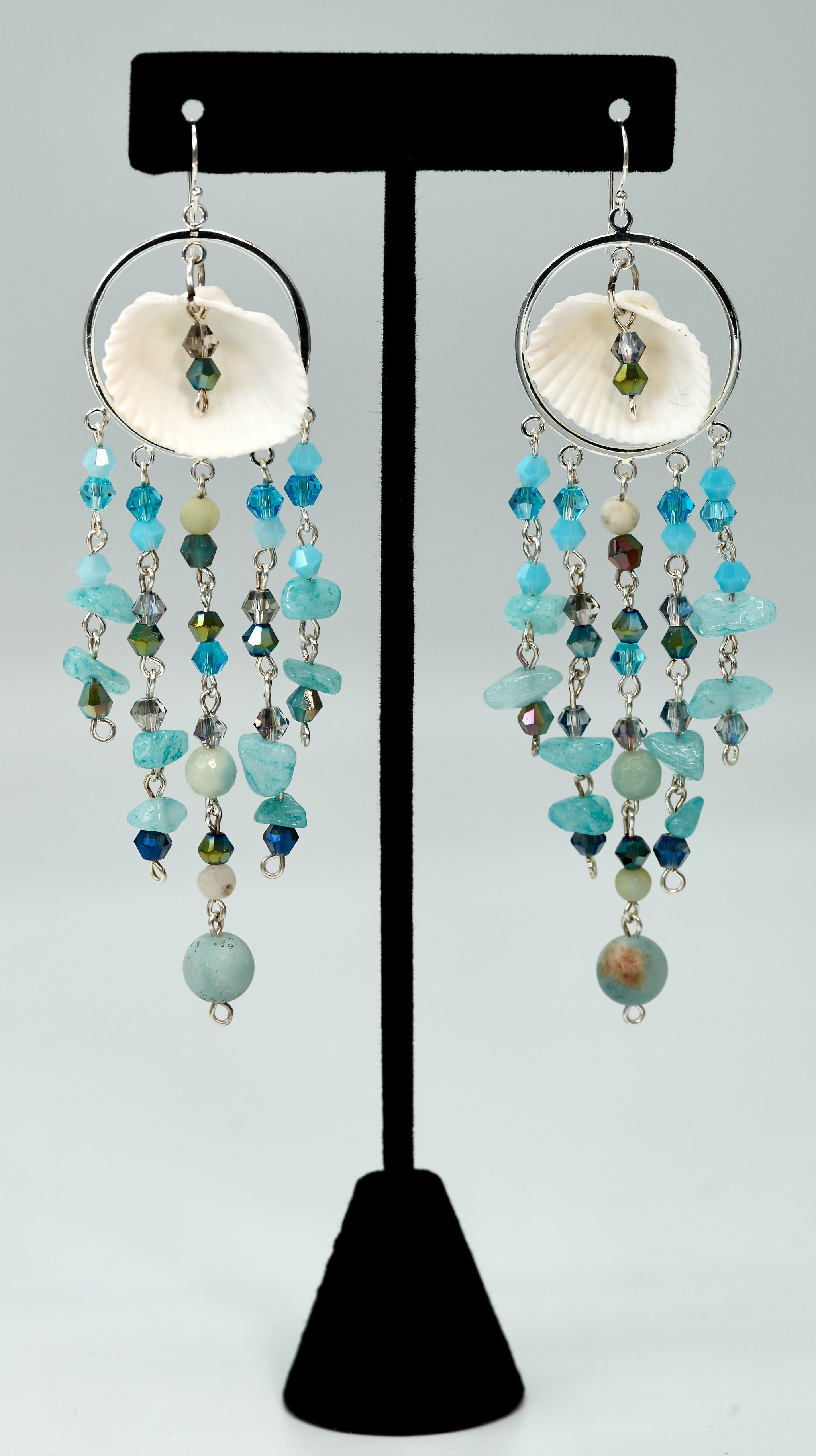 Ocean Colored Seashell Special Occasion Earrings