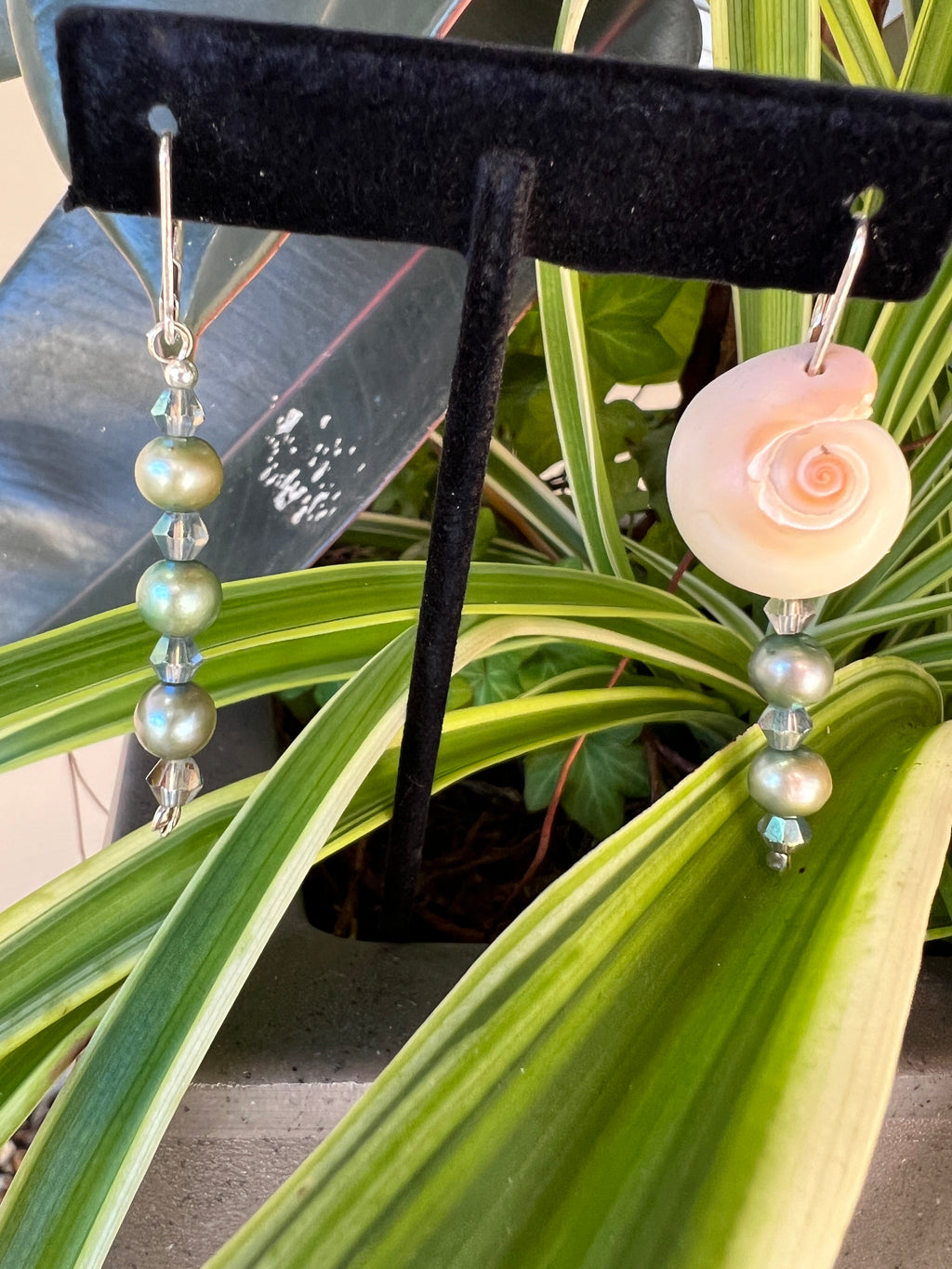 Ocean Natural Pearls Seashell Special Occasion Earrings