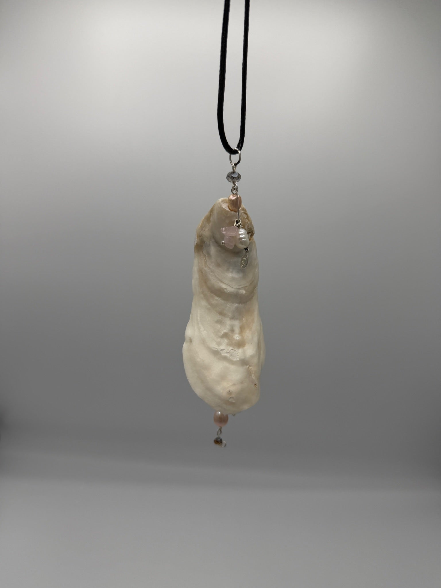 Whorlpool of Pearls and Glass Seashell Pendant