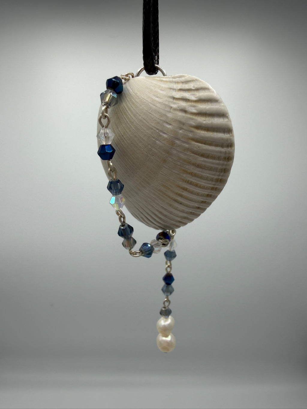 Of Pearls and Blue Glass Seashell Pendant