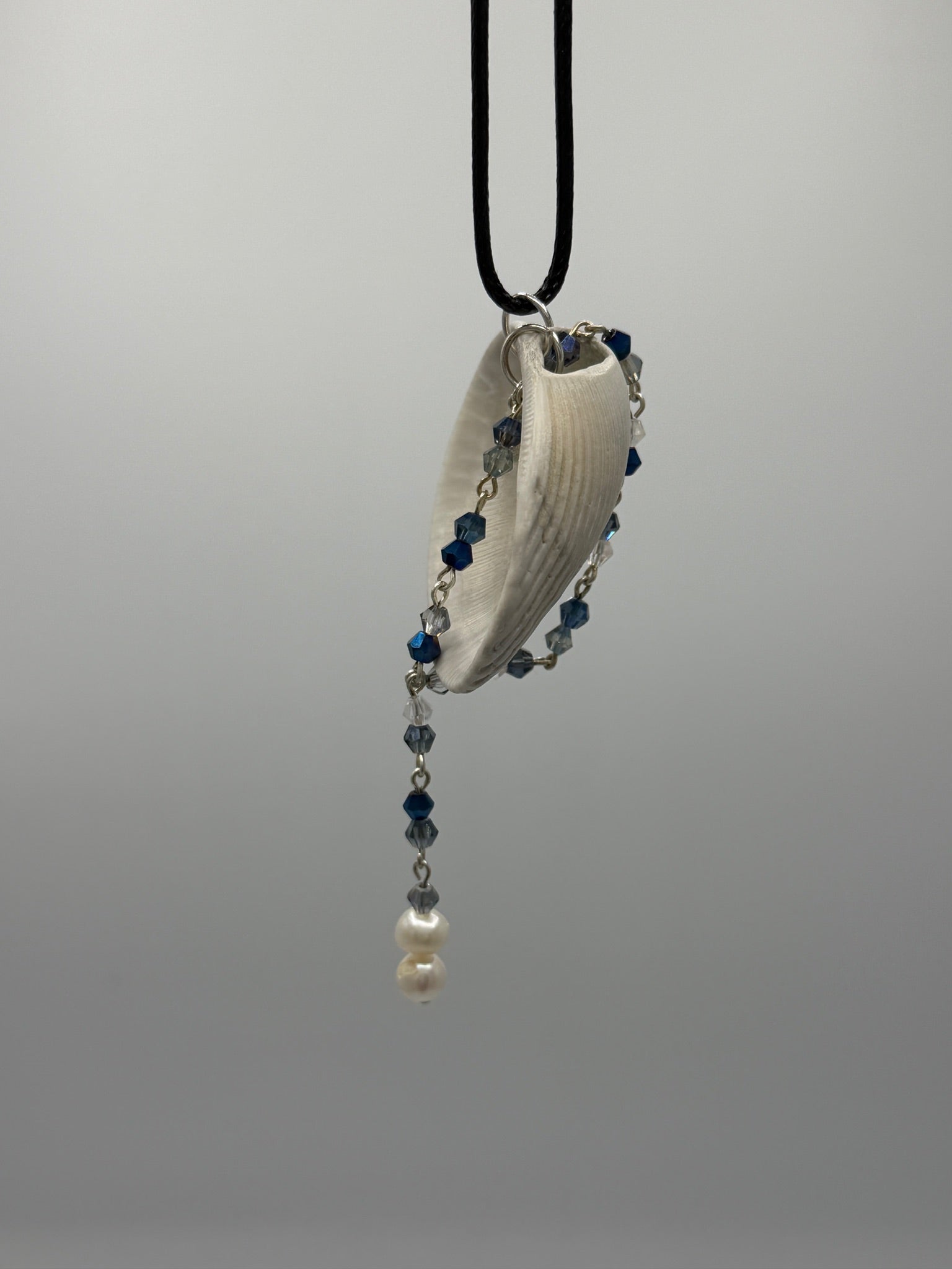 Of Pearls and Blue Glass Seashell Pendant