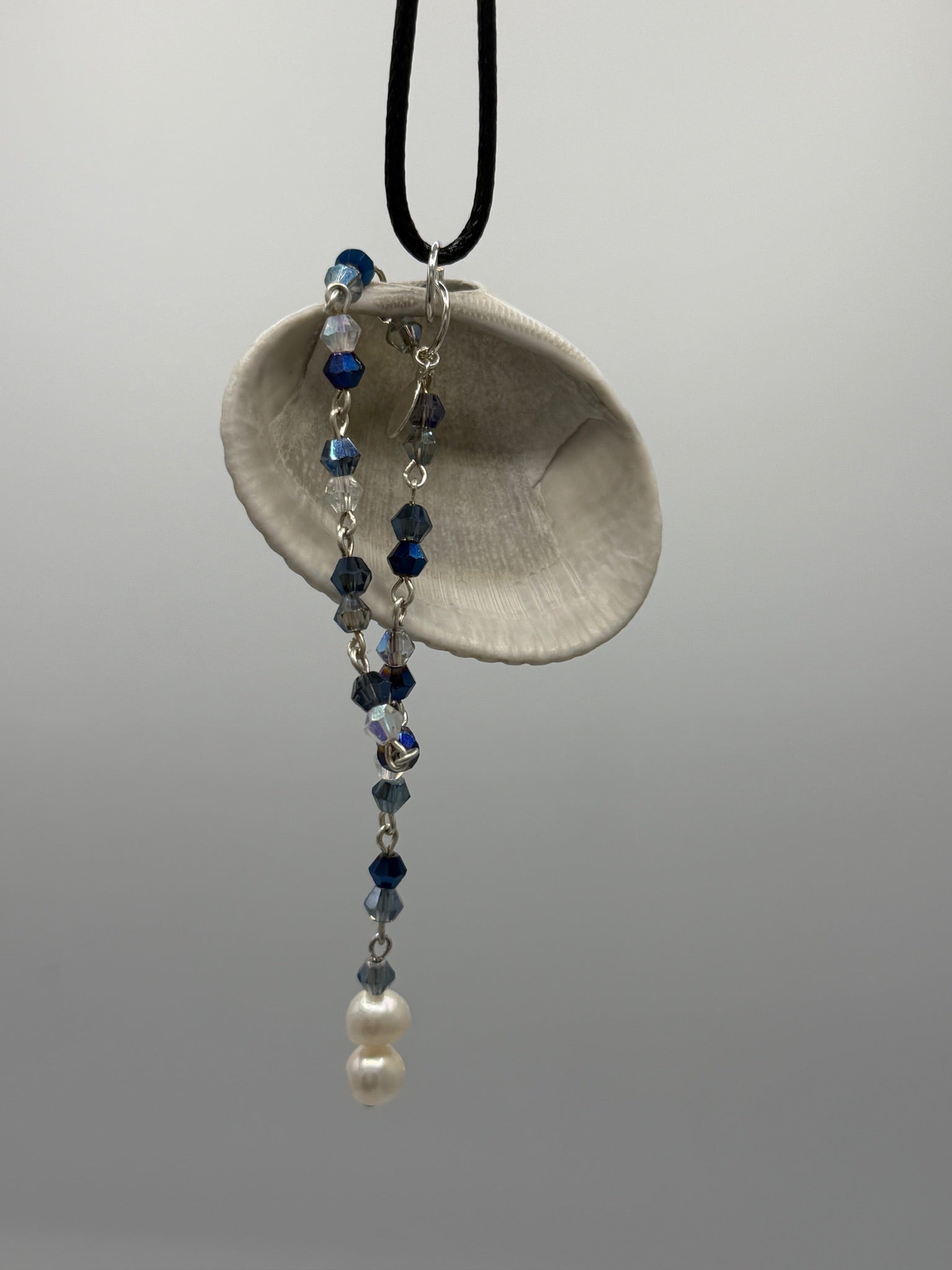 Of Pearls and Blue Glass Seashell Pendant
