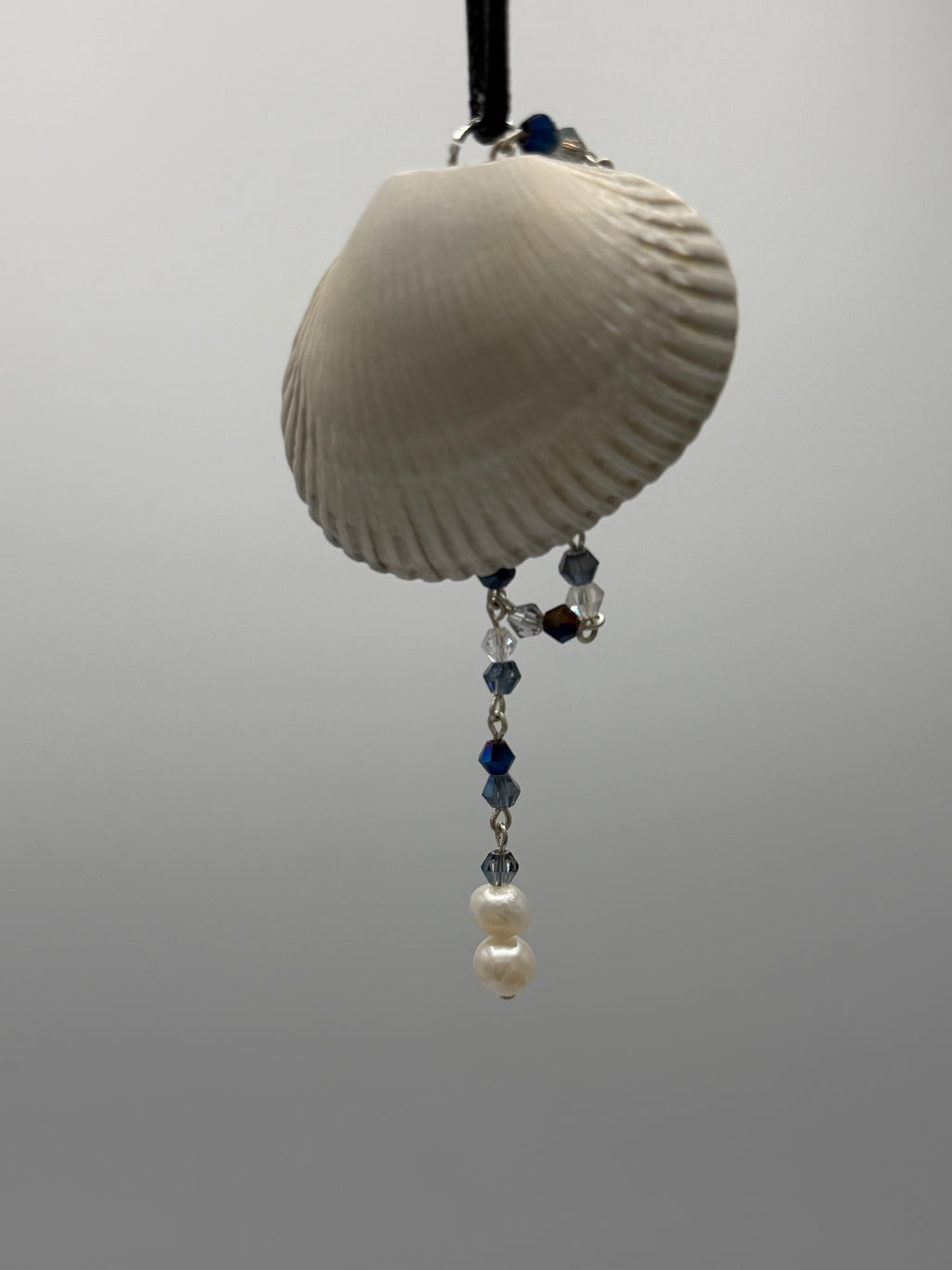 Of Pearls and Blue Glass Seashell Pendant