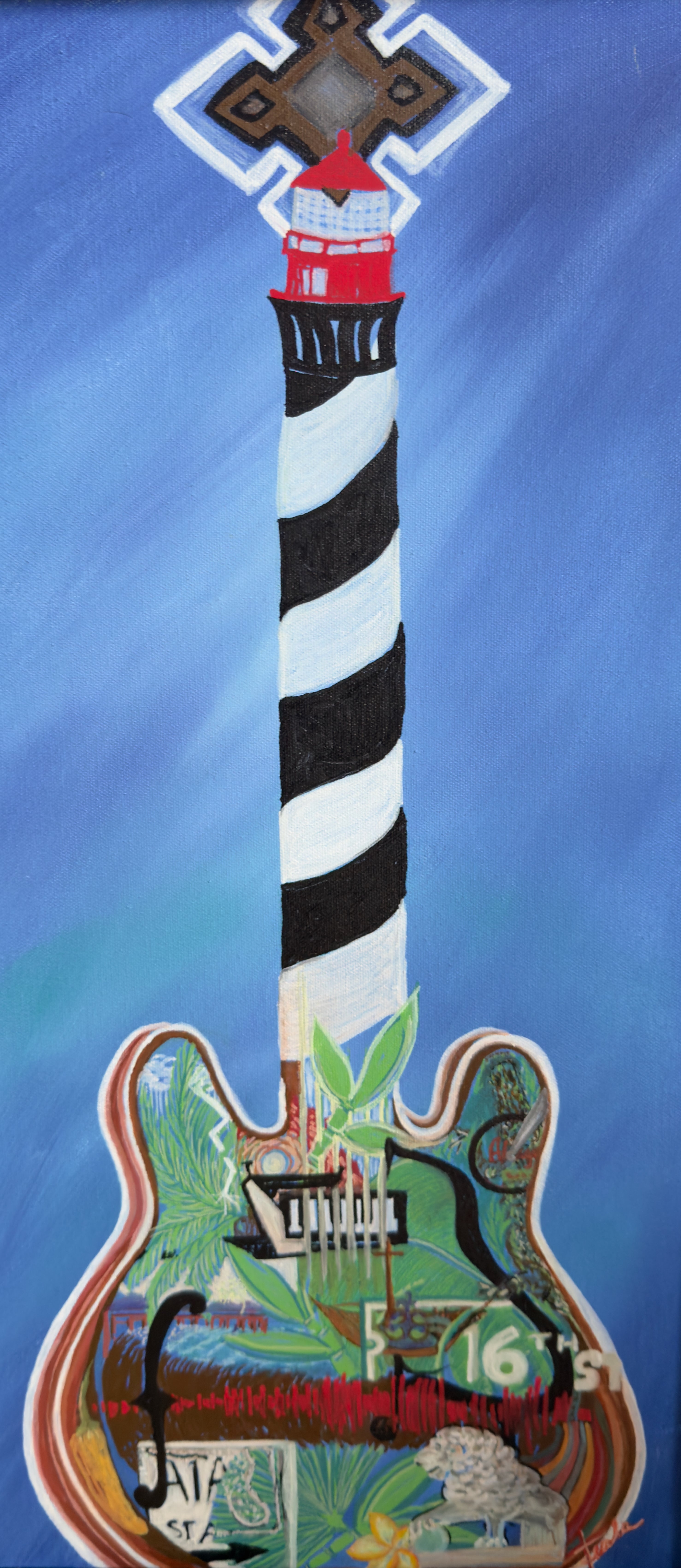 St Augustine Guitar Original Oil Painting