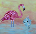 Parent and Baby Flamingo Archival Giclee Print