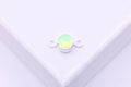 Opal August Birthstone Peridot Connector Charm, 925 Sterling Silver, 4mm Opal, Bulk DIY Wholesale Jewelry Making Charm
