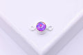 Opal February Birthstone Amethyst Connector Charm, 925 Sterling Silver, 4mm Opal, Bulk DIY Wholesale Jewelry Making Charm